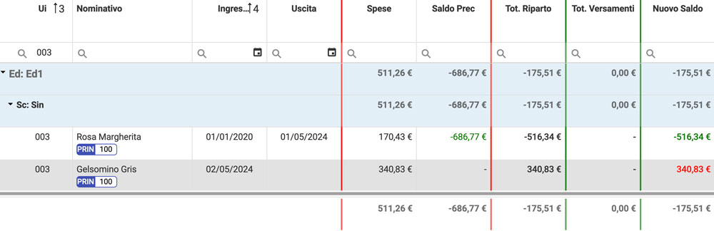 Saldi di fine bilancio dopo subentro - Arcadia